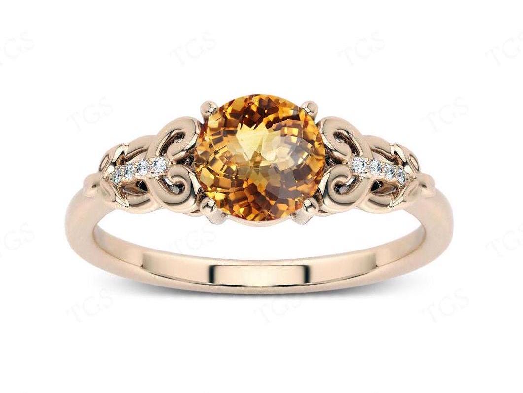 Natural Citrine Wedding Ring For Women Art Deco Citrine Filigree Style Ring 925 Sterling Silver Citrine Engagement Ring Vintage Bridal Ring Natural Citrine Wedding Ring For Women Art Deco Citrine Filigree Style Ring 925 Sterling Silver Citrine Engagement Ring Vintage Bridal Ring