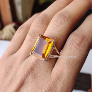 Citrine Quartz Ring: Solid 925 Sterling Silver Designer Ring