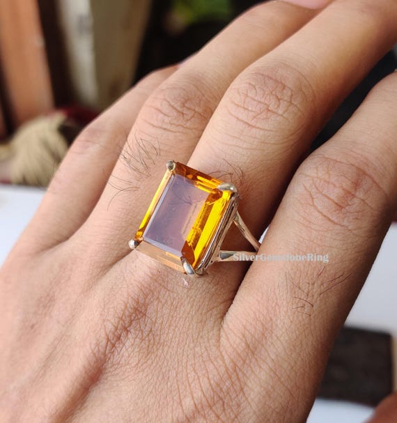 Citrine Quartz Ring: Solid 925 Sterling Silver Designer Ring