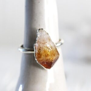 Raw Citrine Ring - November Birthstone Gift - Electroformed Crystal Jewelry Raw Citrine Ring - November Birthstone Gift - Electroformed Crystal Jewelry