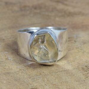 Rough Citrine Sterling Silver Ring: Handmade November Birthstone Jewelry