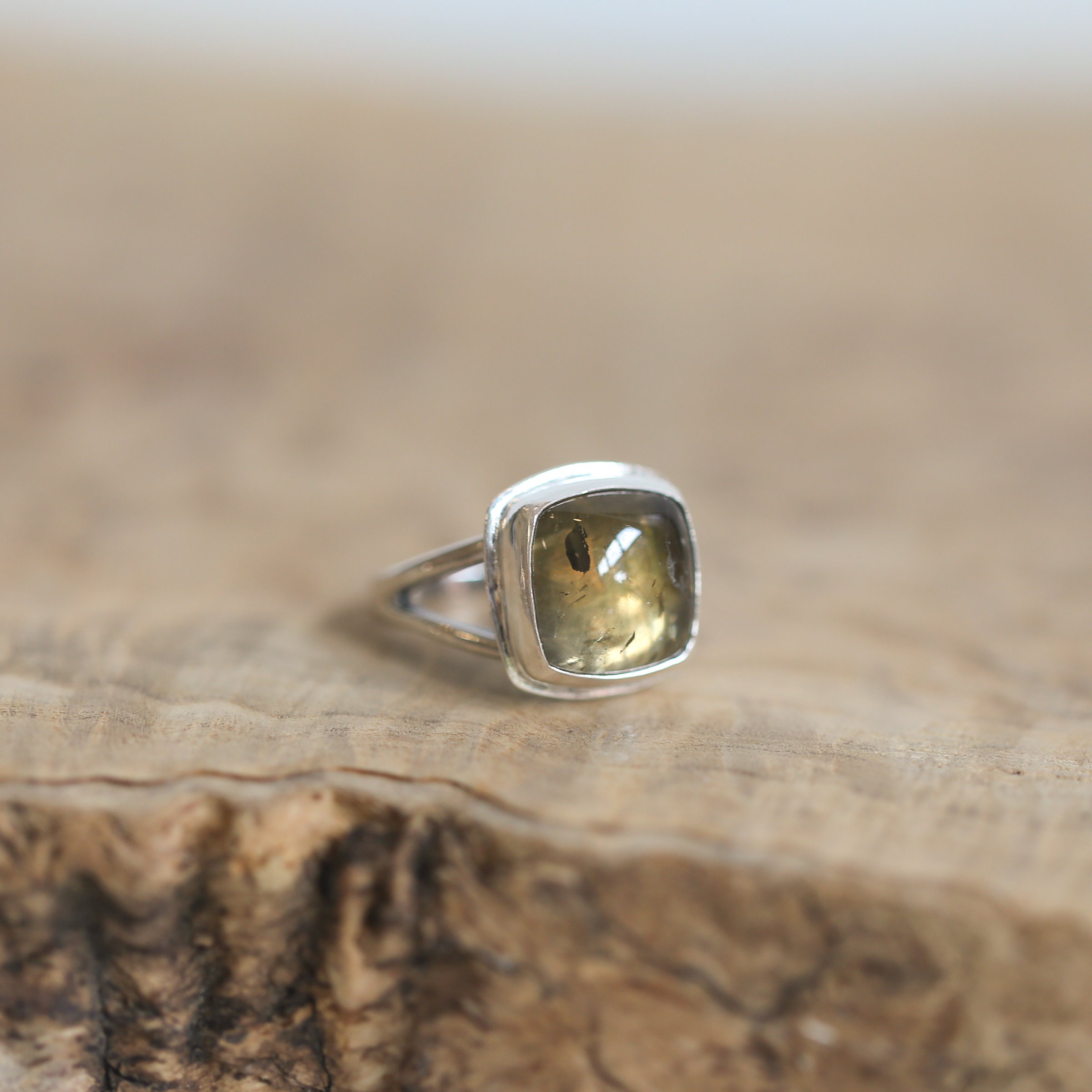 Sterling Silver Citrine Ring – Square Cabochon, Handmade Jewelry Sterling Silver Citrine Ring – Square Cabochon, Handmade Jewelry