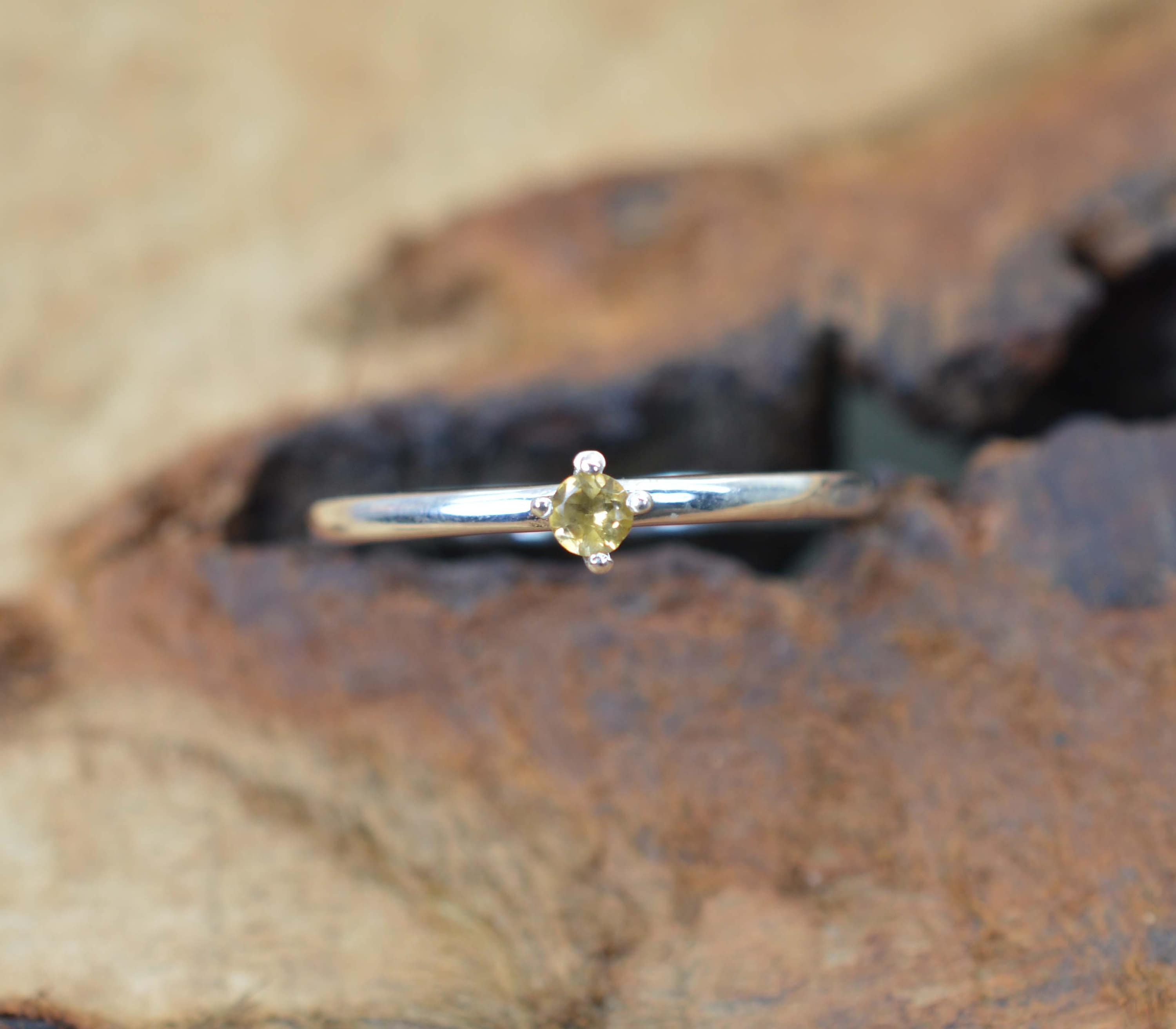 Yellow Citrine 925 Sterling Silver Gemstone Jewelry Ring ~ Dainty Ring