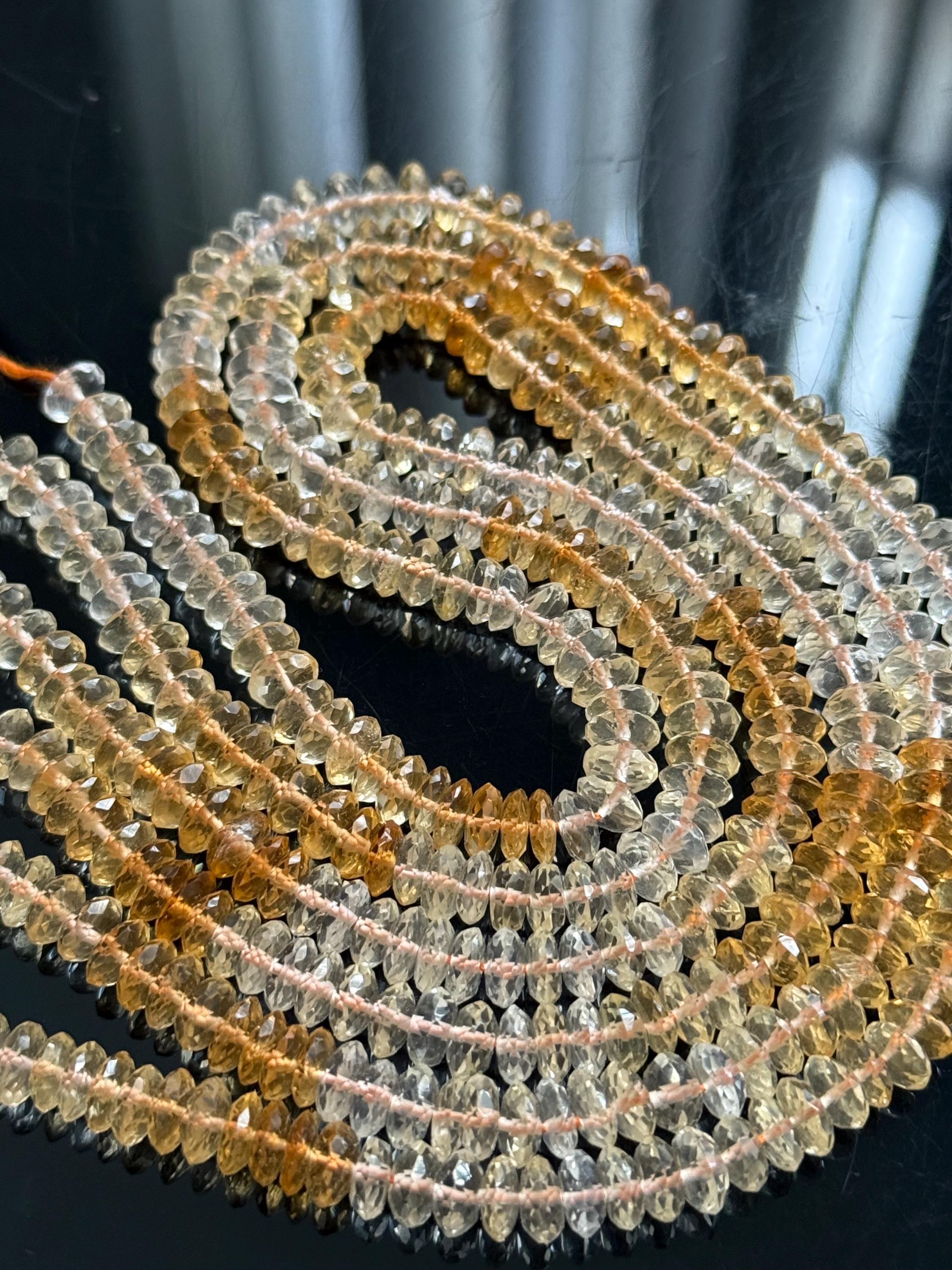 1/2 Strand Shaded Citrine German Cut Rondelles