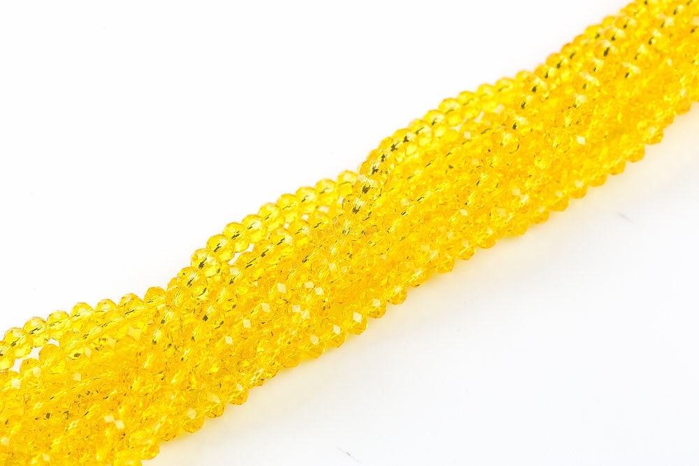 6mm Crystal Rondelle -1 Or 5 Or 10 Strands- Citrine