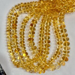 8 Inches strand, Finest Quality, Natural Citrine Smooth Rondelles, Size 8-10mm