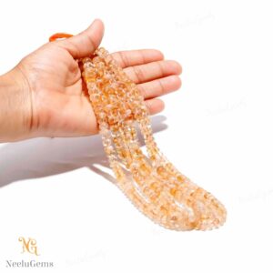 Aaa+ Golden Citrine Smooth Rondelle Beads,7-8 Mm Natural Citrine Quartz Indian Cut Beads,16" Loose Gemstone Beads For Handmade Jewelry