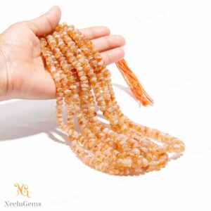 Aaa+ Golden Citrine Smooth Rondelle Beads,6-8 Mm Natural Citrine Quartz Indian Cut Beads,16" Loose Gemstone Beads For Handmade Jewelry