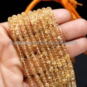 Aaa+ Natural Citrine Quartz Beads, Citrine Quartz Smooth Rondelle Gemstone Bead, Wholesale Beads Supplier For Jewelry Making, Gift For Women