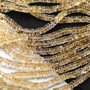 Aaa Quality Natural Citrine Smooth Tyre Gemstone Beads, 5.5-6.5 Mm Wheel Shaped Beads, 16 Inches Long Strand For Making Jewelry & Craft