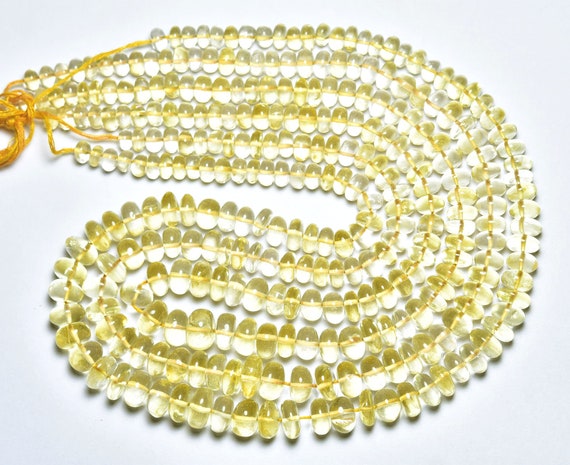 Citrine Rondelle Beads - 8.5 Inches - Natural Beautiful Smooth Citrine Rondelle - Size Is 6 - 10 Mm #2861