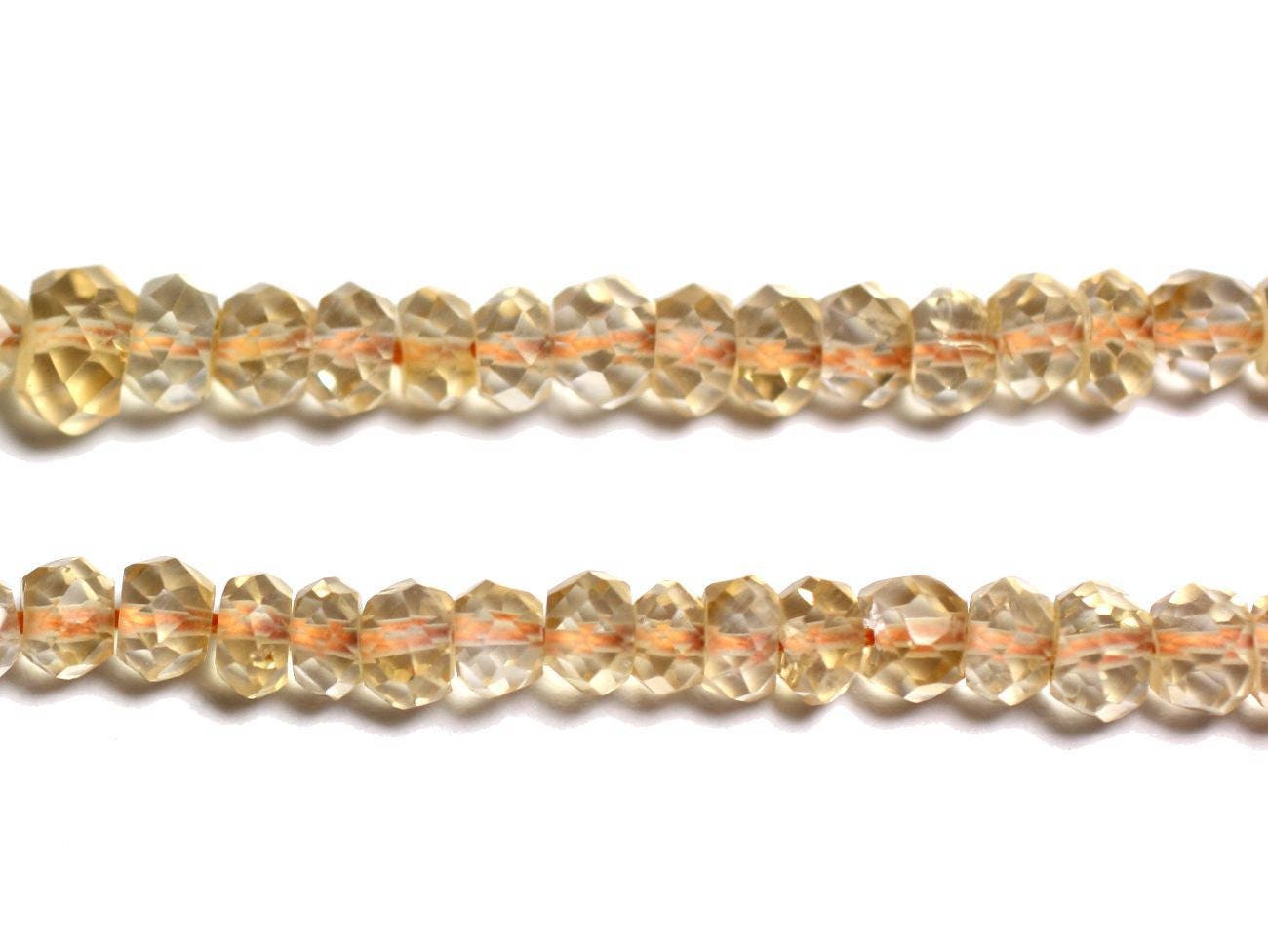 Fil 33cm 140pc Environ - Perles Pierre Citrine Rondelles Facettées 2-4mm Jaune Clair Pastel Transparent Fil 33cm 140pc Environ - Perles Pierre Citrine Rondelles Facettées 2-4mm Jaune Clair Pastel Transparent