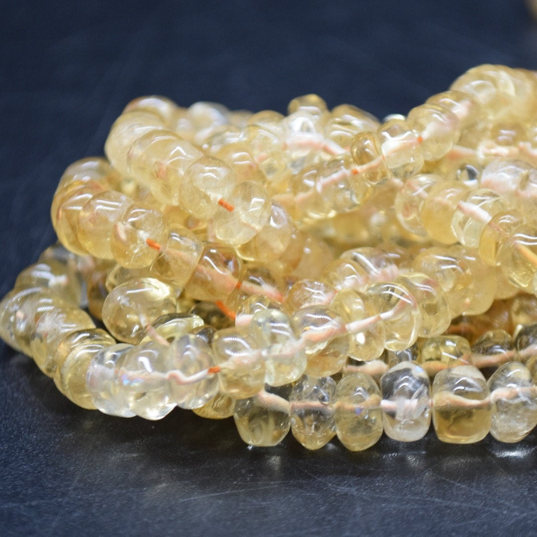 Citrine Gemstone Irregular Smooth Rondelle Spacer Beads - 5 - 7mm, 7 - 9mm Sizes - 13" Strand