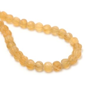 Citrine Matt Finish Carving Rondelle Beads, 8 Mm To 8.5 Mm, Citrine Rondelle Jewelry Making Beads, 18 Inches Full Strand, Price Per Strand