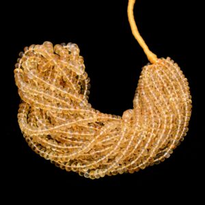 Natural Aaa+ Citrine 5mm-7mm Smooth Rondelle Beads | Yellow Citrine Semi Precious Gemstone Loose Rondelle Beads For Jewelry | 16inch Strand