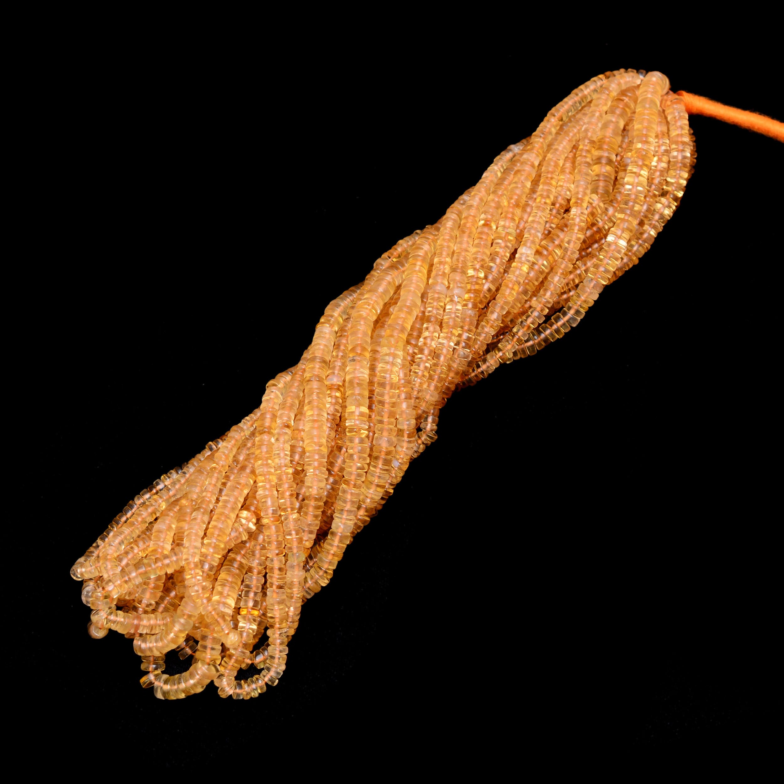 Natural Citrine Gemstone Heishi Smooth Loose Spacer Beads | 4mm-5mm Tyre Rondelle 16inch Strand | Citrine Semi Precious Gemstone Coin / Disc