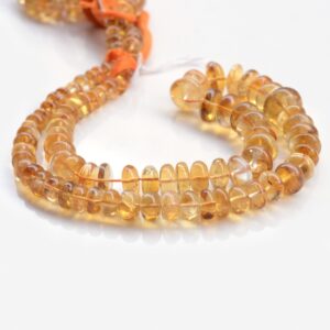 Natural Citrine Smooth Rondelle Beads, 7mm to 14mm Dark Yellow/Orange Citrine Gemstone Beads, Sold As 8.5 Inch/17 Inch Strand, GDS1991