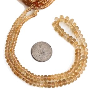 Natural Citrine Smooth Rondelle Beads, 5mm to 9.5mm Yellow Citrine Gemstone For Making Jewelry, 18 Inch Strand, GDE195