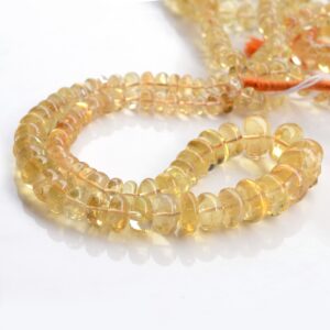 Natural Citrine Smooth Rondelle Beads, 7mm to 14mm Light Yellow Citrine Gemstone Beads, Sold As 8.5 Inch/17 Inch Strand, GDS1992