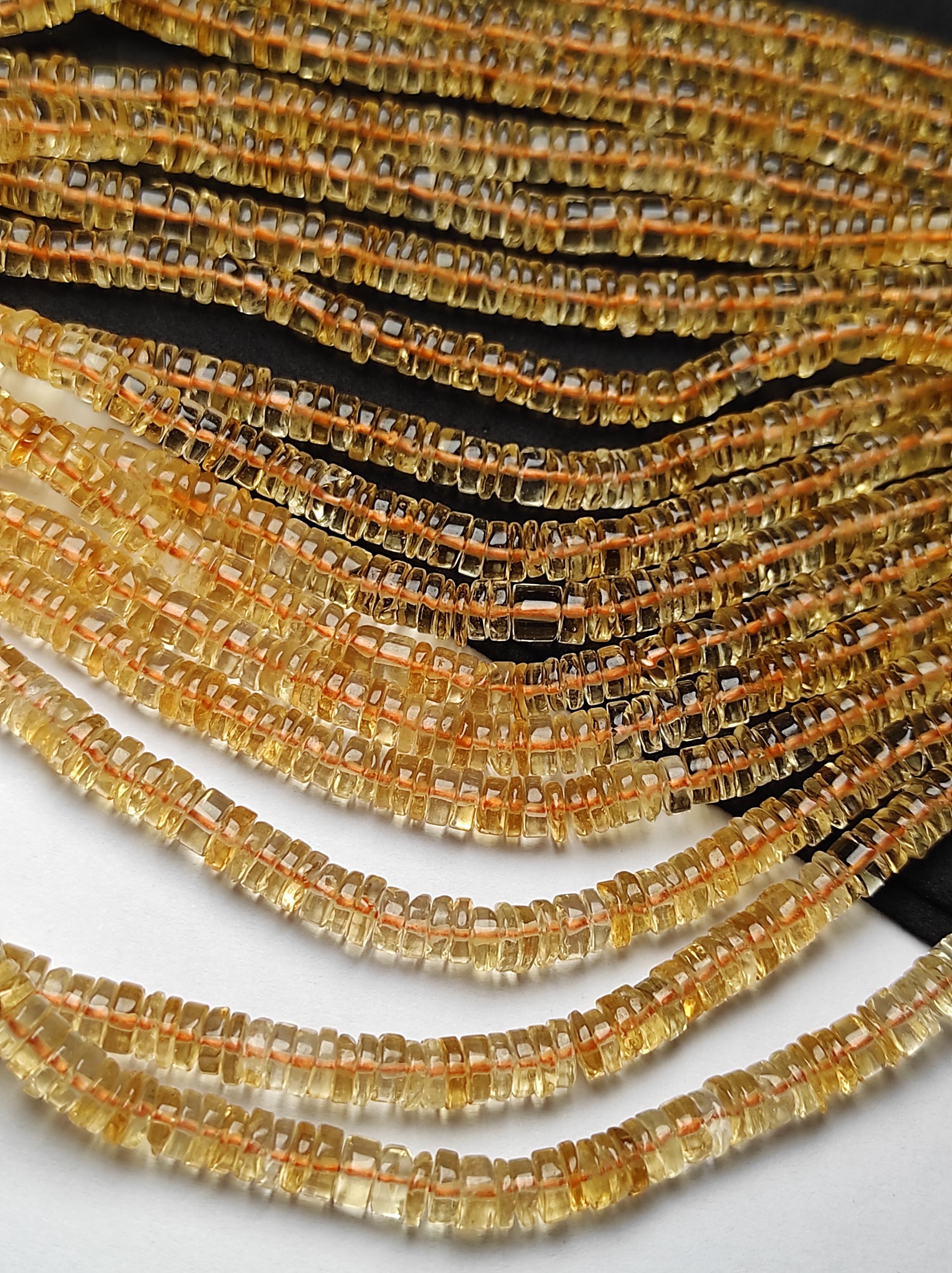 Natural Citrine Smooth Tyre Gemstone Beads, 5.5-6.5 Mm Wheel Shape Beads For Making Jewelry, 16 Inches Long Strand An Amazing Item