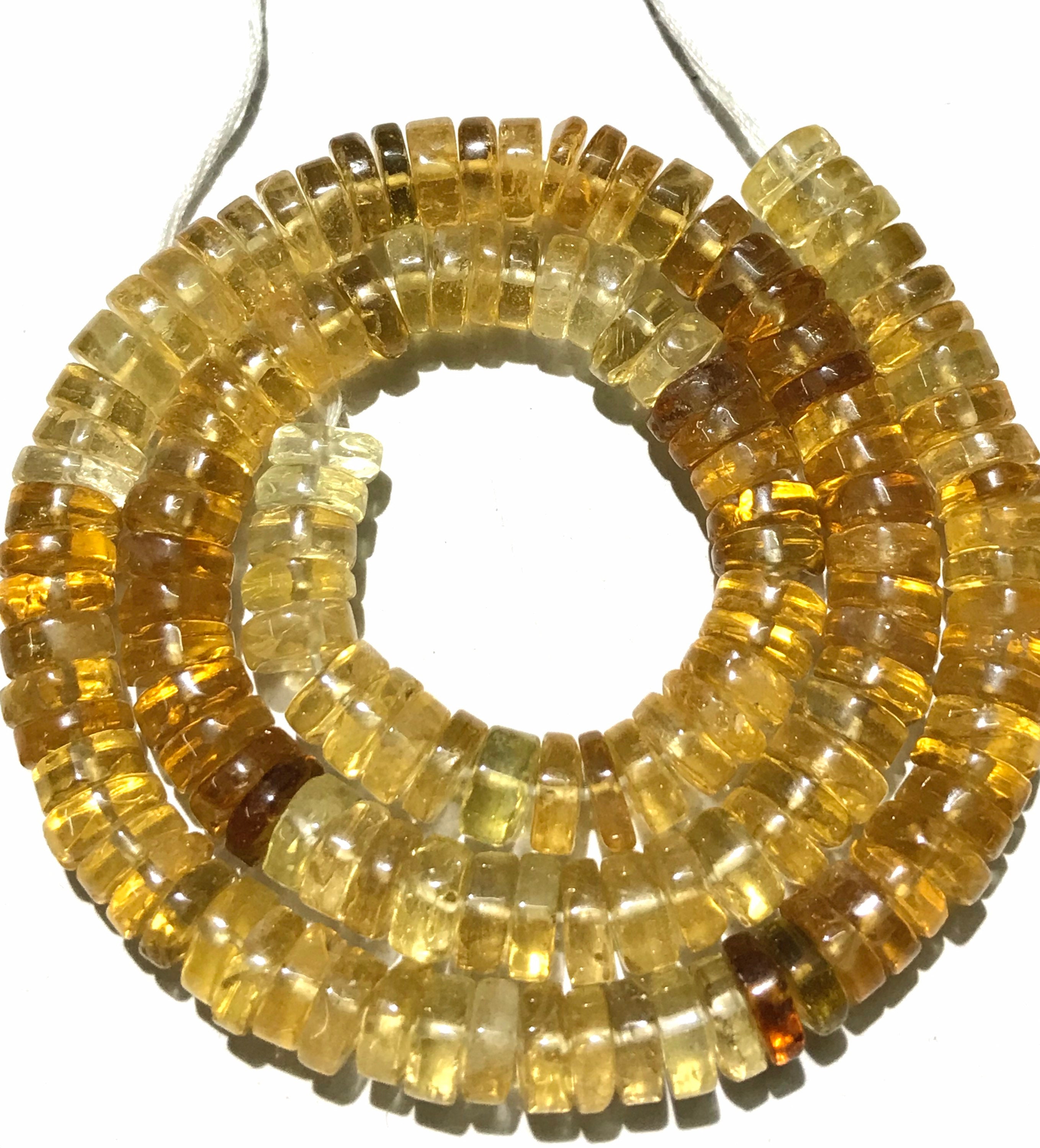Rare Pneumatic Shape Citrine Smooth Gemstone Beads/6-7 Tyre Shape Shaded Citrine 17” Strand/yellow Citrine Smooth 6-7mwheels/cyber Week Sale