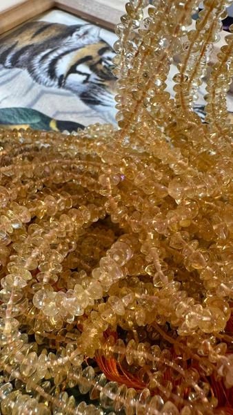 Rustic Citrine Disc Rondelles 4-5mm Approx Handcut Uneven / Rondelle Beads