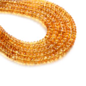 Citrine Smooth Rondelle Beads, 4 mm to 6 mm, Citrine Jewelry Making Beads, Plain Rondelle Citrine Beads, 8 Inch Strand, Price Per Strand