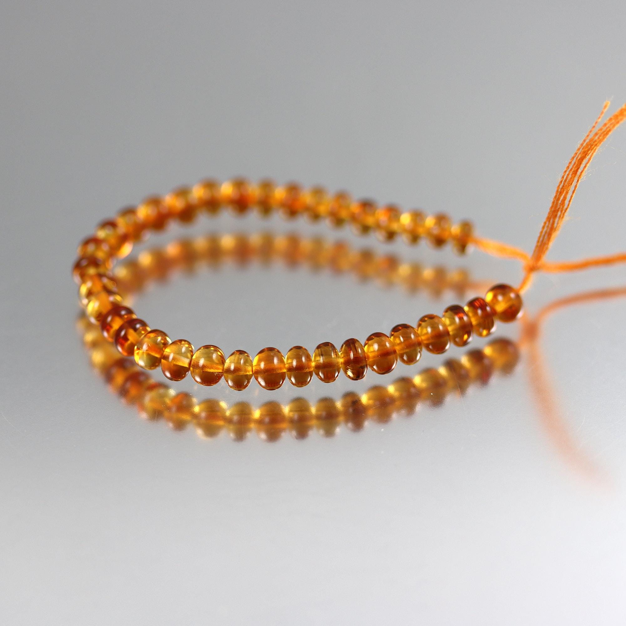 Citrine Smooth Rondelle Beads - 4mm - 4 Inches Citrine Smooth Rondelle Beads - 4mm - 4 Inches