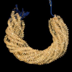 Yellow Citrine 7mm-10mm Smooth Rondelle Beads | Natural Citrine Semi Precious Gemstone Loose Rondelle Beads For Jewelry | 14inch Strand