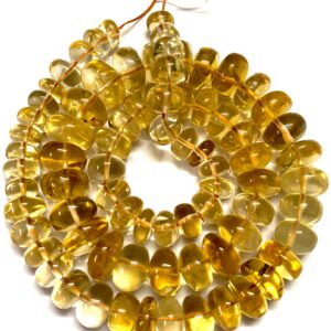 Yellow Citrine Smooth Rondelle Beads Natural 7-10mm Citrine Gemstone Beads 16” Orange Citrine Rondelles Citrine Smooth Bead Citrine Beads
