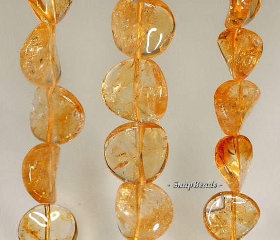13-15mm Citrine Quartz Gemstone Twist Round Loose Beads 7.5 Inch Half Strand (90190982-b40-584)