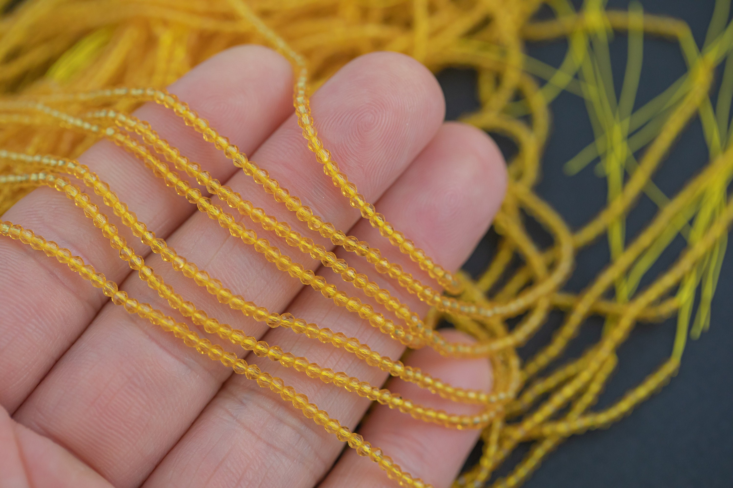 2mm Crystal Round 1 Or 2 Or 5 Or 10 Strands- 14.5 Inch Strand- Citrine Yellow 2mm Crystal Round 1 Or 2 Or 5 Or 10 Strands- 14.5 Inch Strand- Citrine Yellow