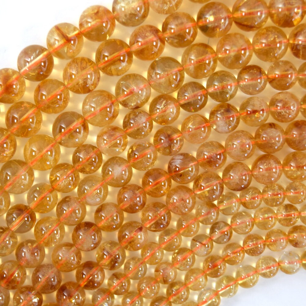 Aaa Natural Yellow Citrine Round Beads Gemstone 15" Strand 6mm 8mm 10mm S3