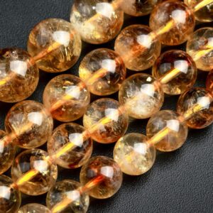Citrine Beads Brown Yellow Cloudy Grade A Genuine Natural Gemstone Round Loose Beads 7mm 8mm 9mm 10mm 11mm 12mm 13mm Bulk Lot Options