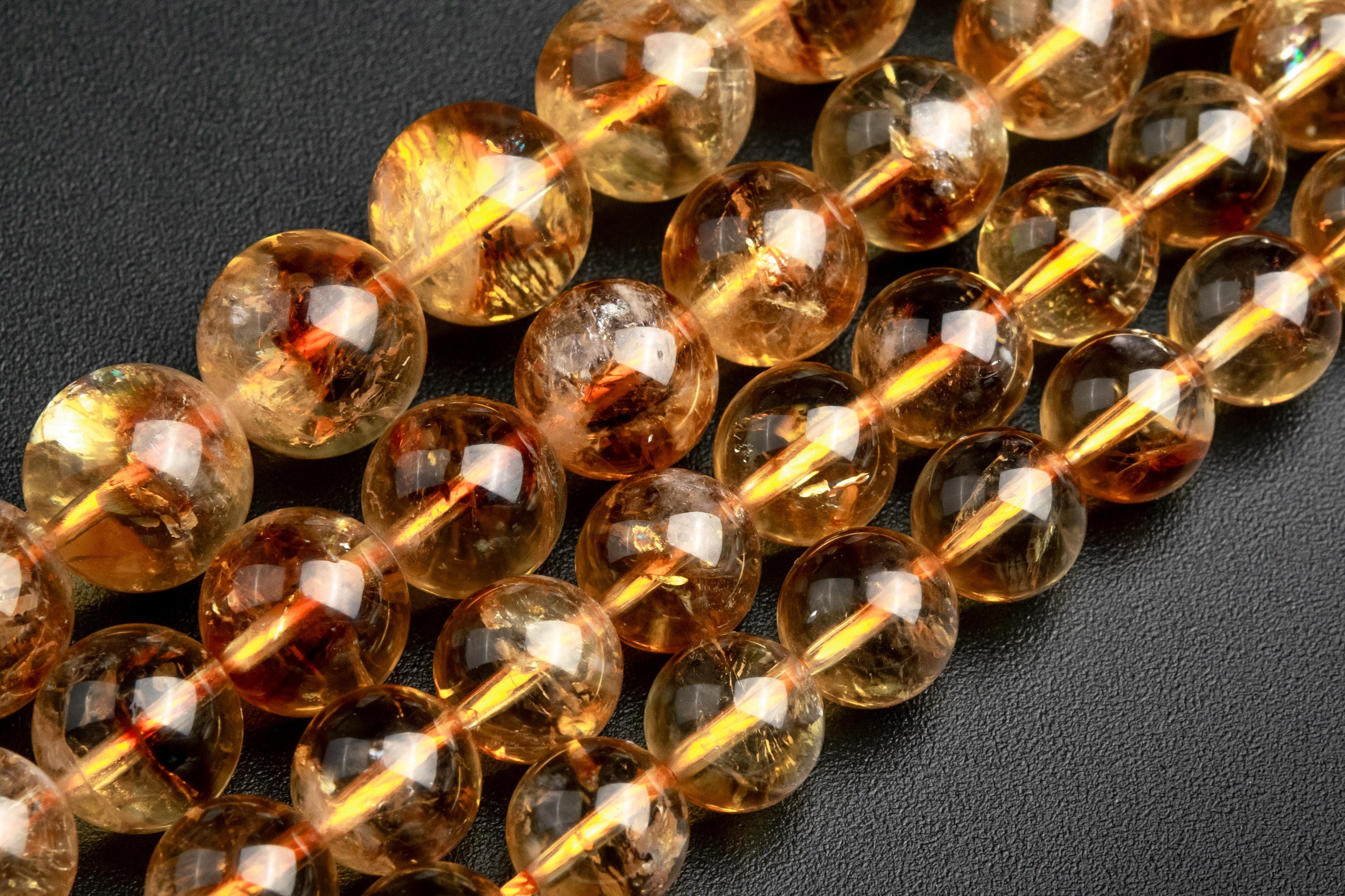 Citrine Beads Deep Brown Yellow Grade A+ Genuine Natural Gemstone Round Loose Beads 6mm  8mm 10mm 12mm Bulk Lot Options