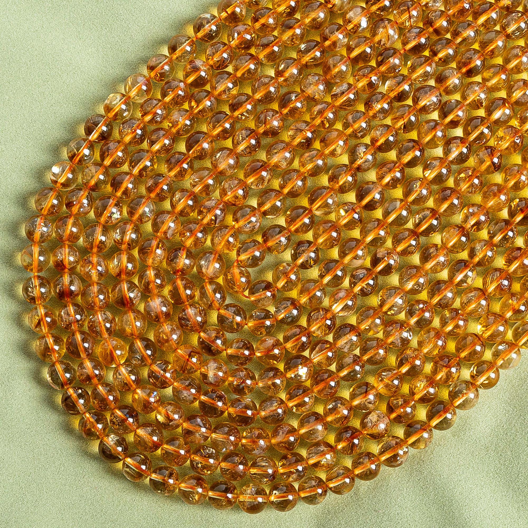 Golden Citrine Beads Genuine Natural Round Gemstone Beads