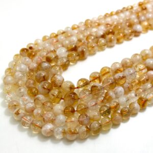 Natural Citrine Beads, Yellow Gold Citrine Smooth Polished Round Gemstone Beads Size 6mm 8mm 10mm - Rn157