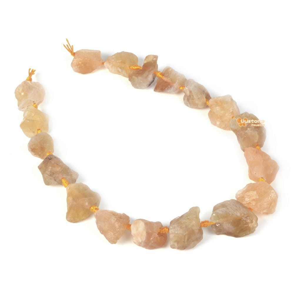 0386 Citrine Rock Crystal Raw Facet Rough Nuggets Loose Gemstone Beads Graduated Strand 16pcs
