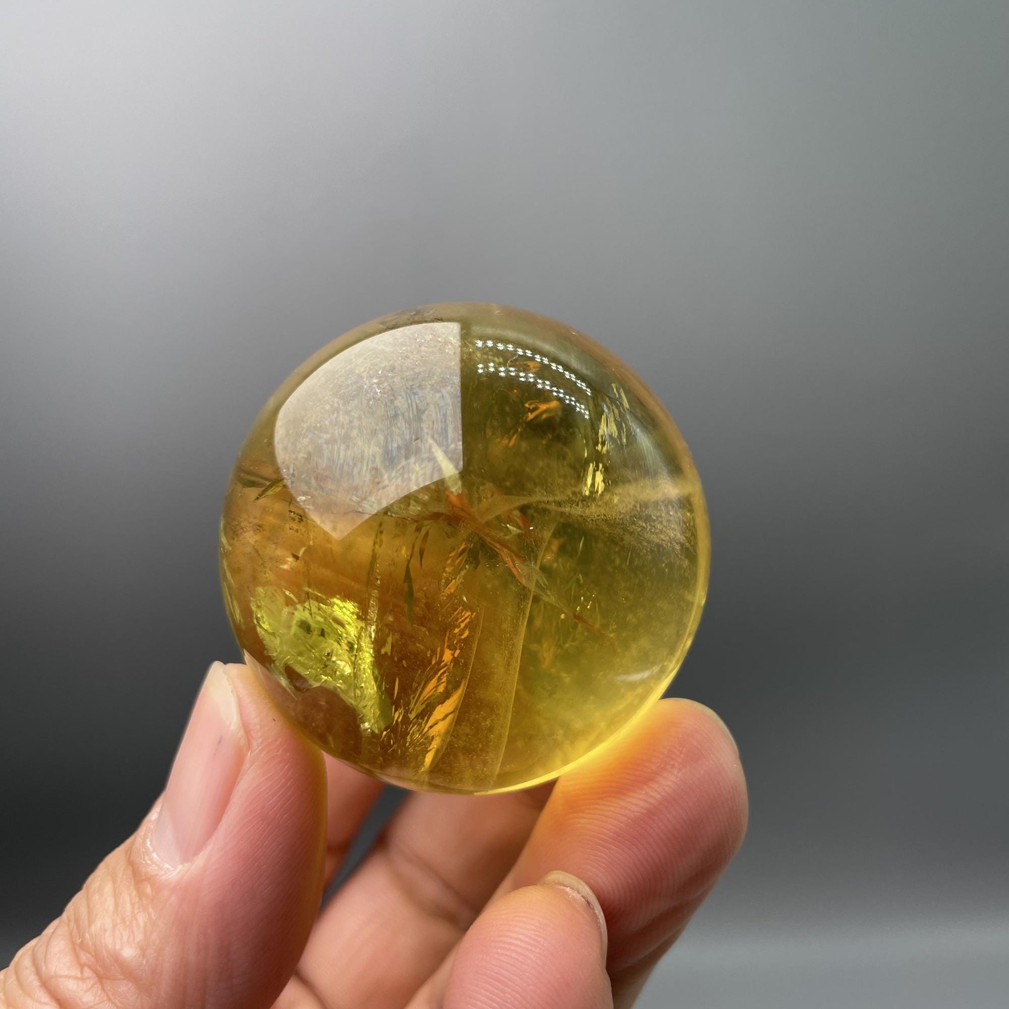 1.89" Natural Citrine Quartz Crystal Ball / Top Quality Yellow Quartz Sphere / Golden Crystal Ball / Reiki Healing / Fortune And Luck Crystal Sphere