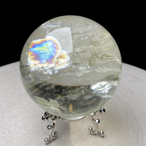 2.99"natural Light Yellow Quartz Crystal Ball,tibetan Himalayan Stunning Rainbow Citrine,white Phantom Quartz Crystal Sphere,meditate Ball