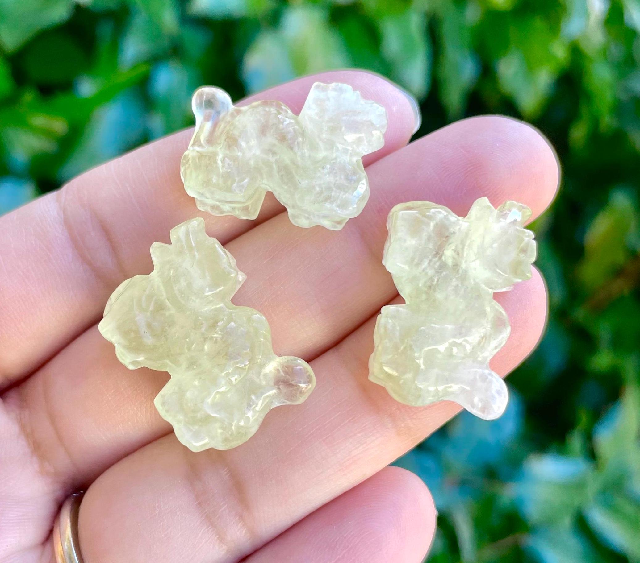 Carved Citrine Crystal Dragon: Small Gemstone Animal (18-25mm)