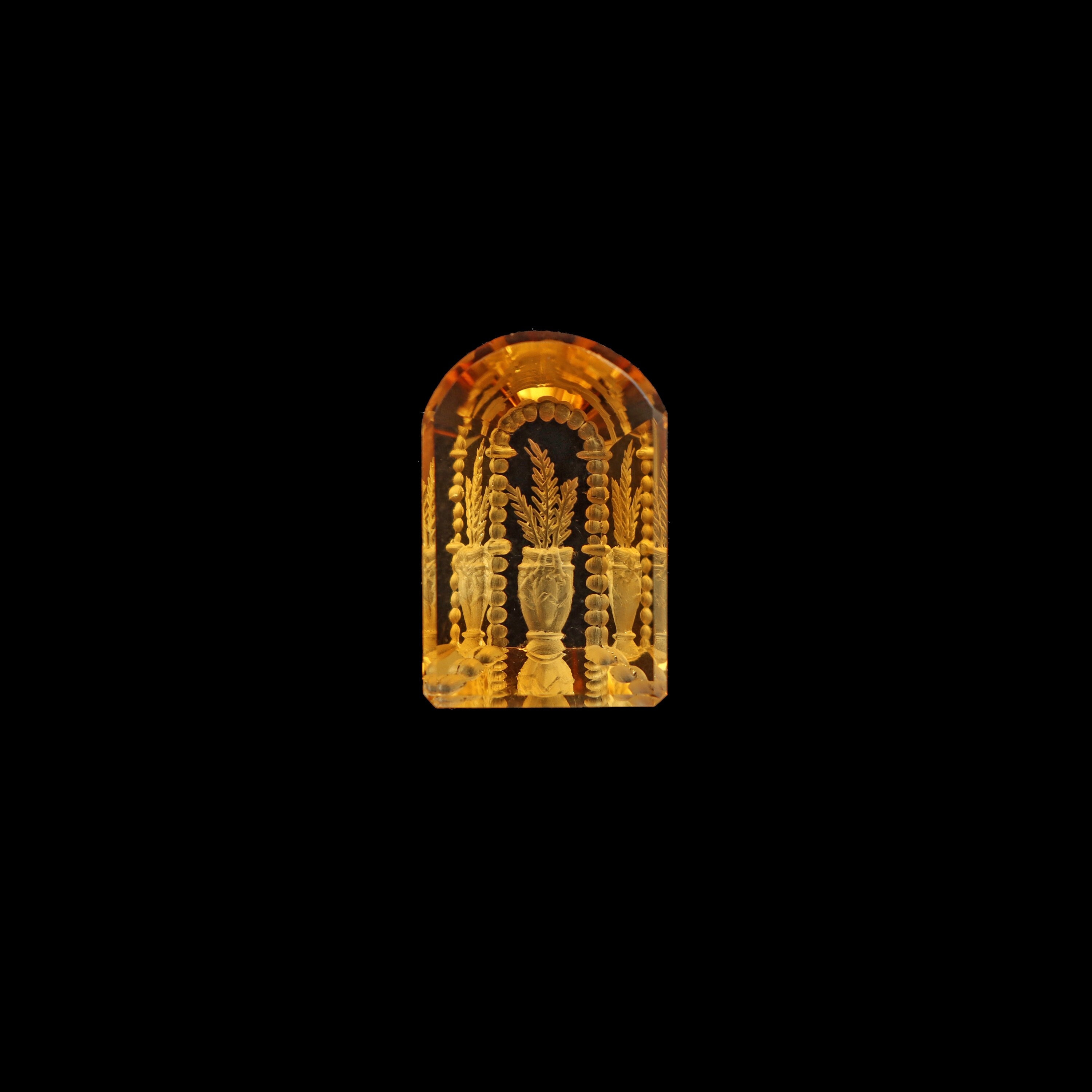 Citrine Door Shape Intaglio Carving Loose Gemstone, 13x20 Mm, Citrine Door Carving, Citrine Cut Stone, Door Shape Carving, 1 Piece