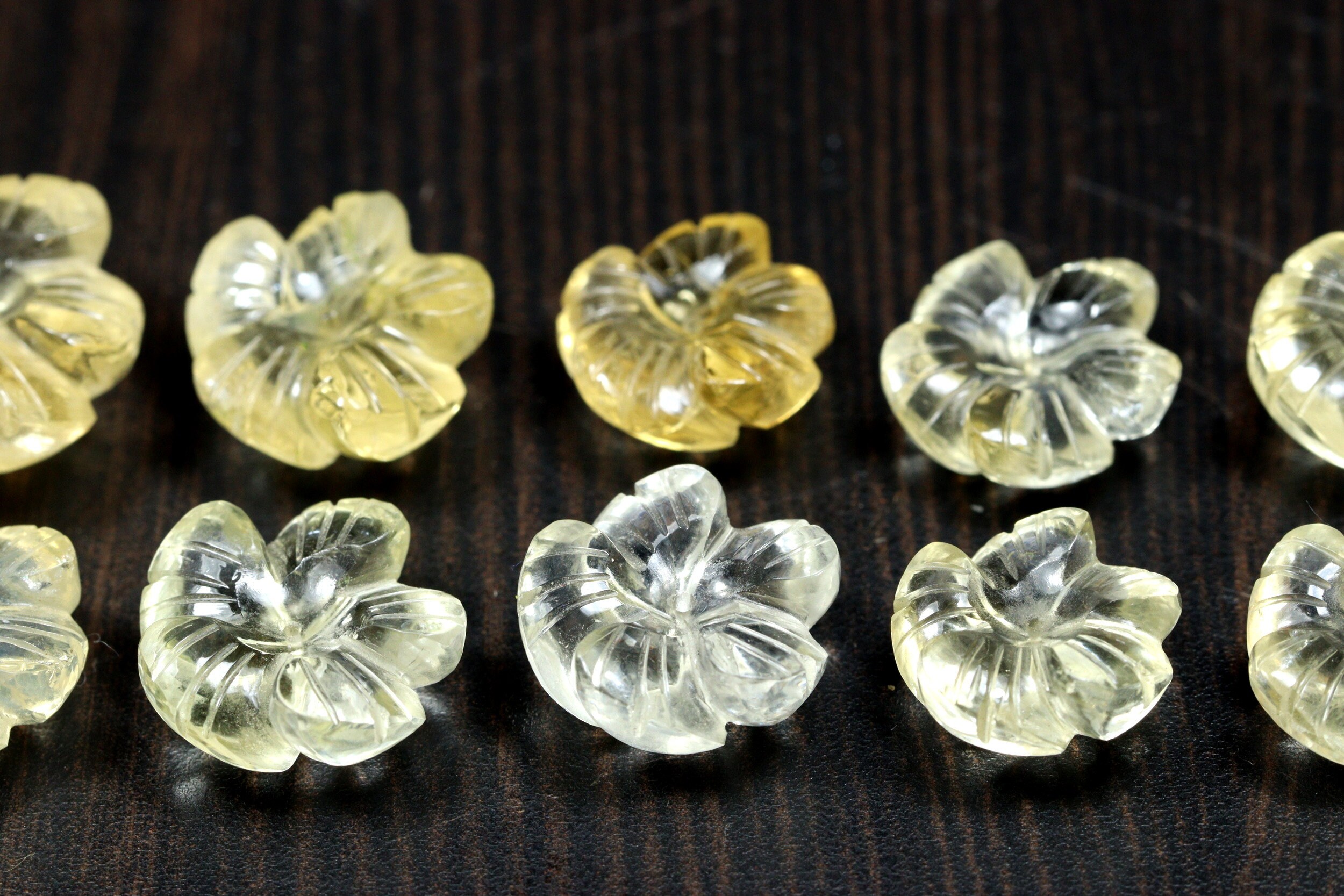 Citrine Flower Carving: Yellow Gemstone, Loose Stone