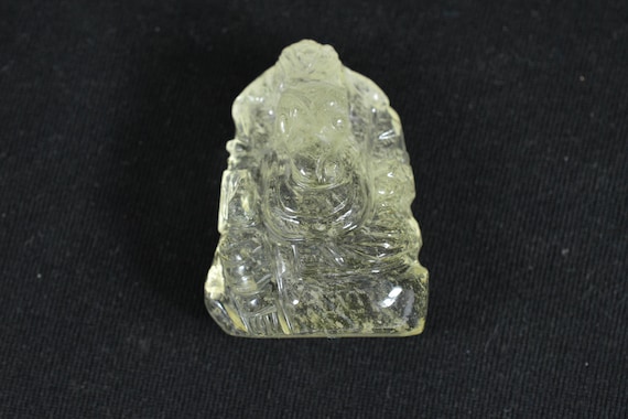 Citrine Ganesha Statue, Hand Carved Crystal Ganesh, Hindu God Sculpture, Spiritual Decor
