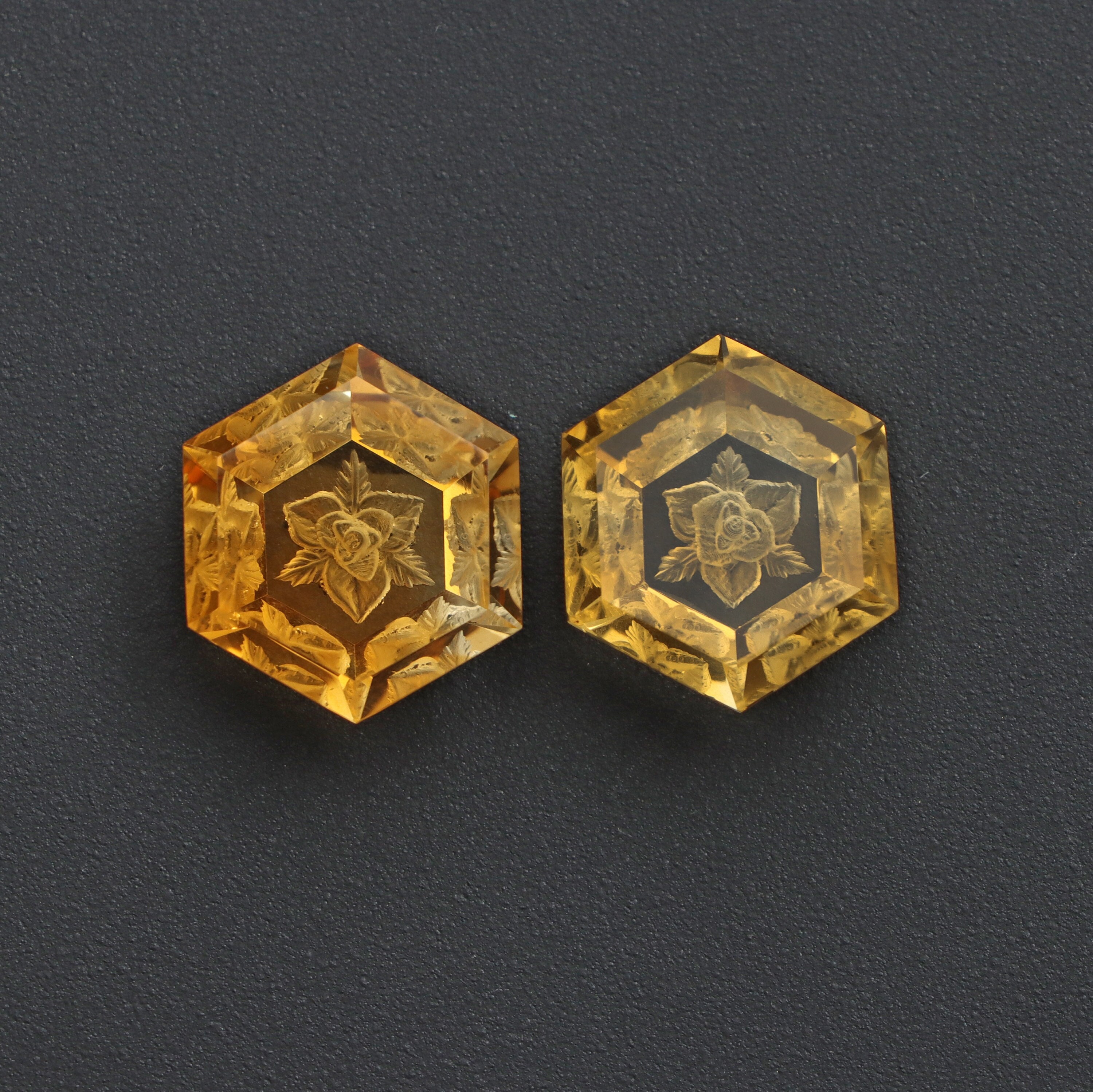 Citrine Intaglio Carving Loose Gemstone, 15x17 Mm, Citrine Jewelry Making Gemstone, Carving Gemstone, Citrine Carving, Pair ( 2 Pieces )