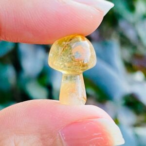 Mini Citrine Crystal Mushroom: Tiny Carved Golden Citrine Gemstone