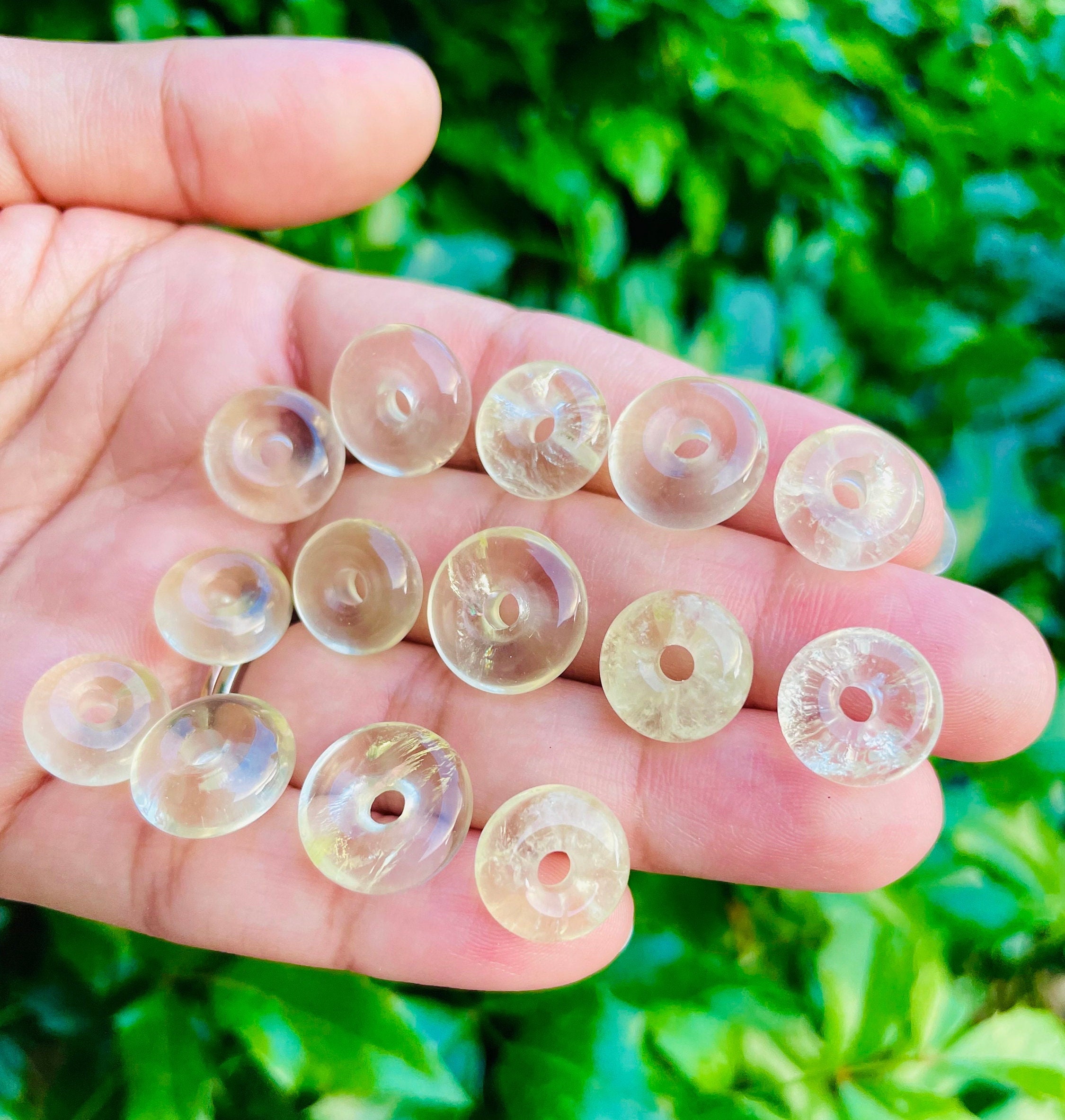 Natural Citrine Crystal Donut: Light Yellow Carved Gemstone (10-16 Mm)