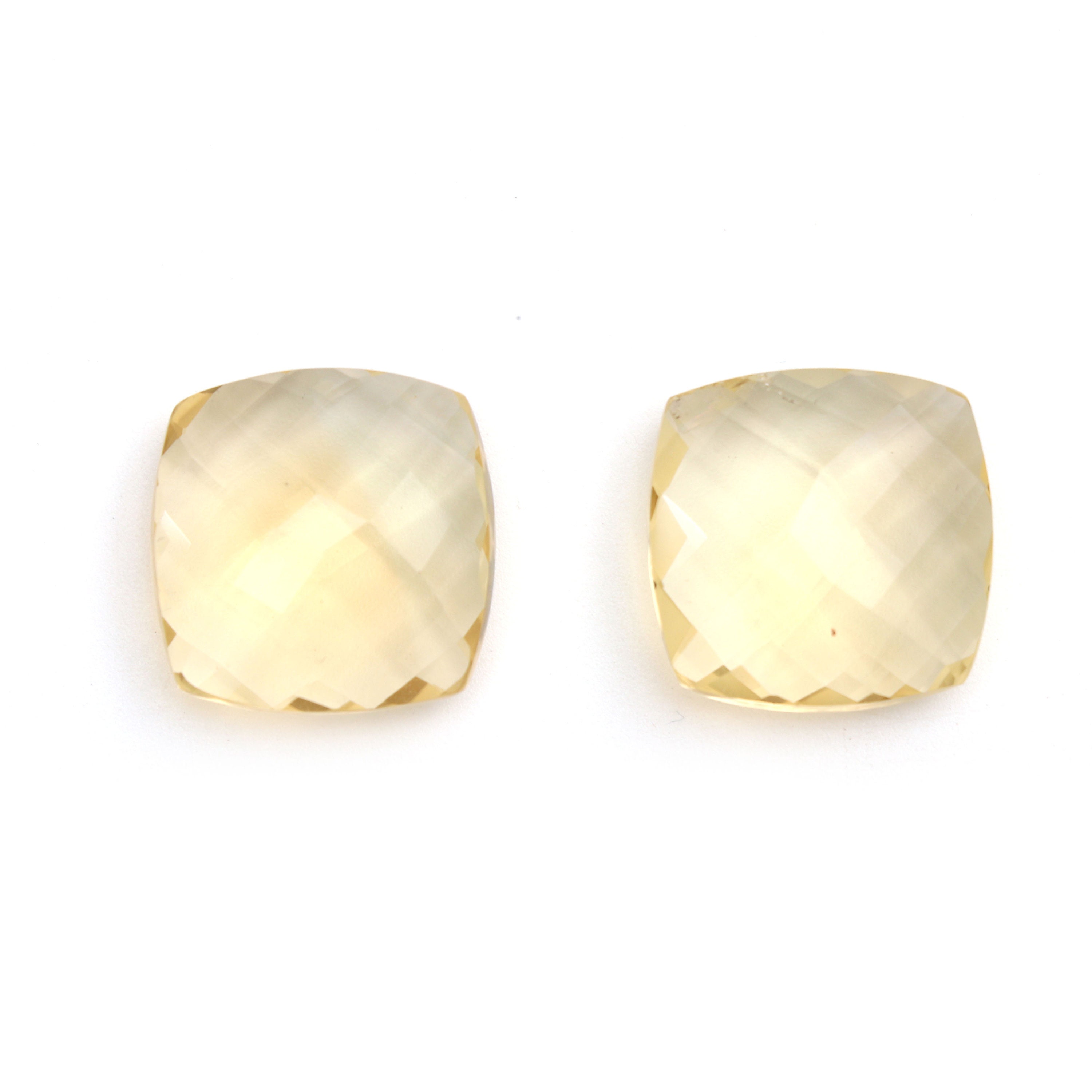 Natural Citrine Double Sided Rose Cut Cushion| Rose Cut Loose Gemstone | Cushion Citrine | 20x20 Mm | Rose Cut Gemstone | Pair ( 2 Pieces )