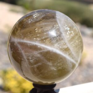 Over 3 lbs Smoky Citrine Sphere Lots of Rainbows!