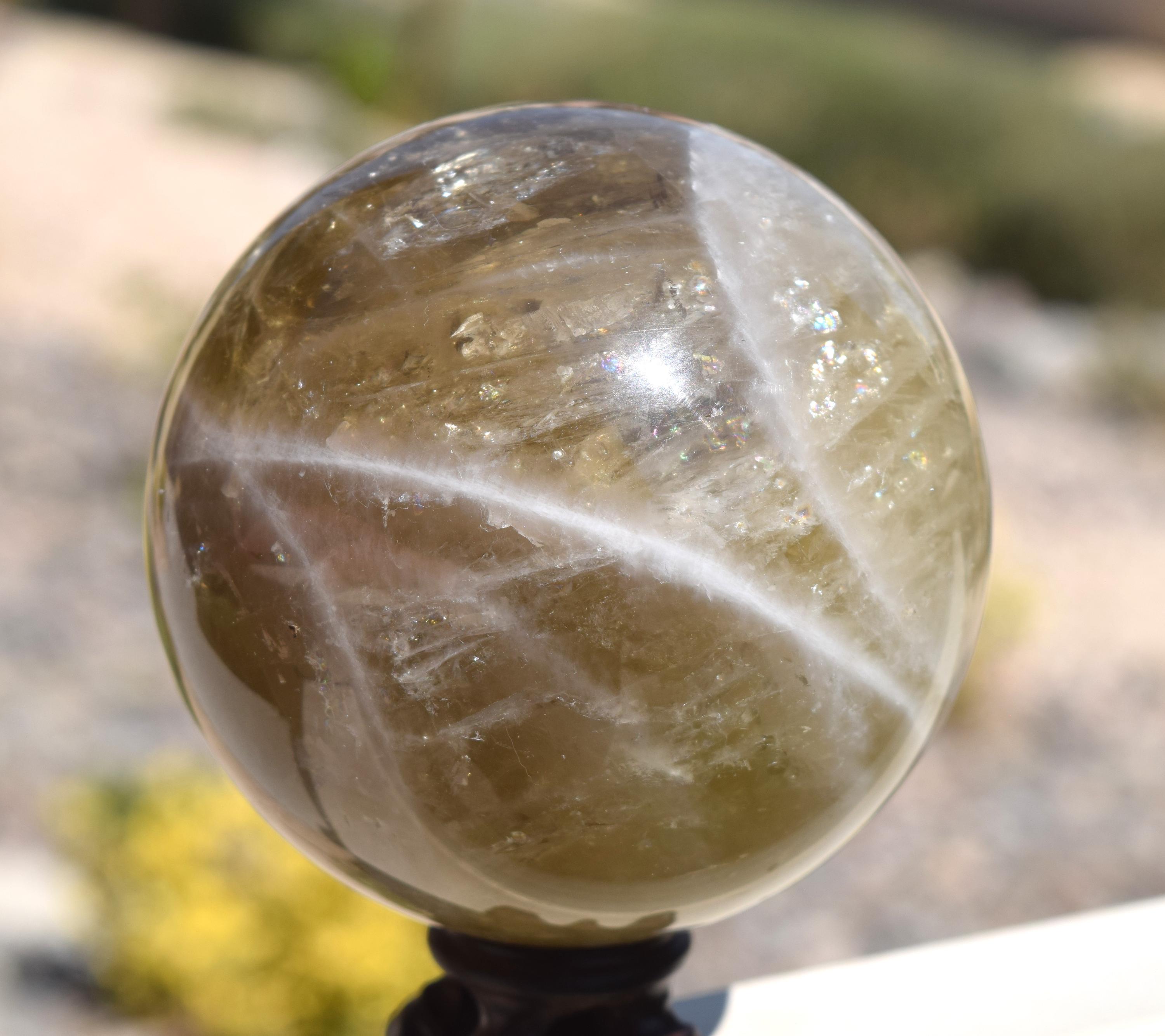 Over 3 Lbs Smoky Citrine Sphere Lots Of Rainbows!